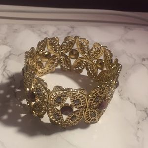 Charlotte Russe Mauve and Gold Stretch Bracelet